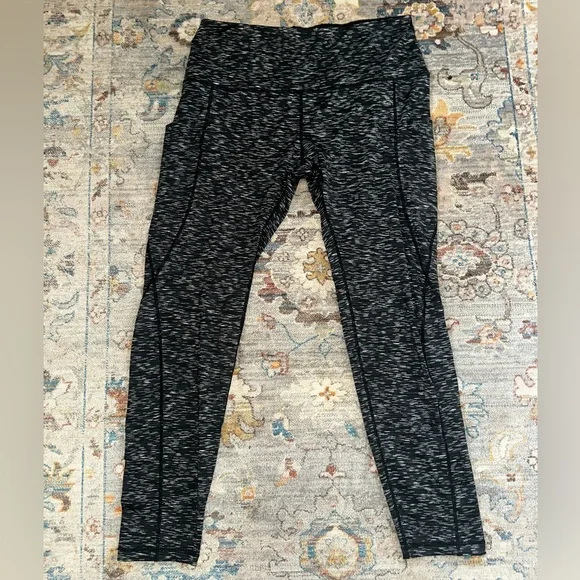 Ododos Black and Gray Heather Patterned Athletic Leggings Pockets Size XL - Picture 2 of 9